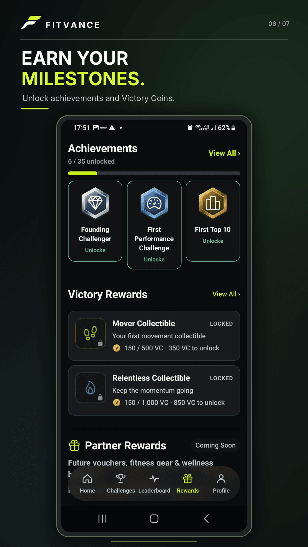 FitVance Android app: Achievements And Rewards